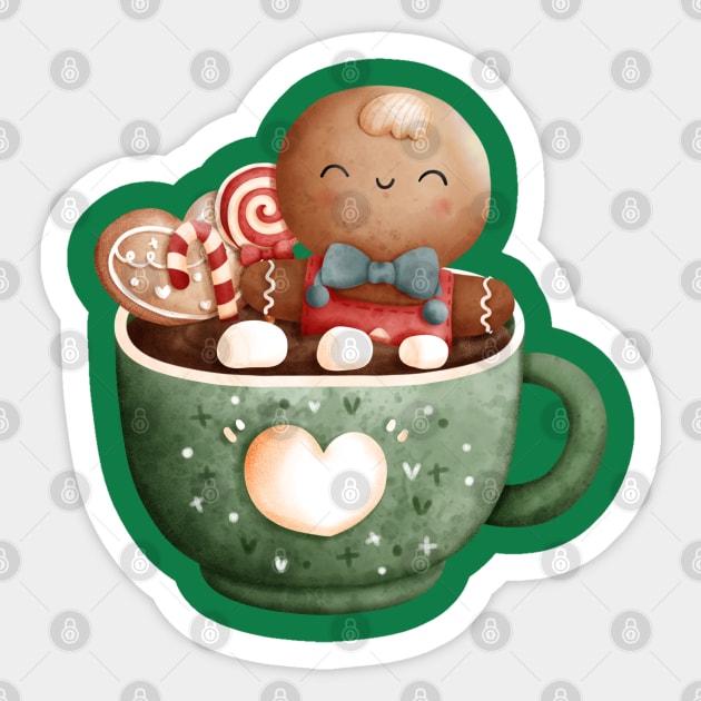 Adorable Christmas Gingerbread Man Bath In A Teacup With Candy Sticker by The Little Store Of Magic